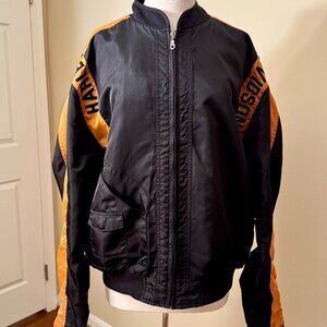 Harley-Davidson Orange & Black Nylon Zip Up Jacket Size XL Excellent Condition!